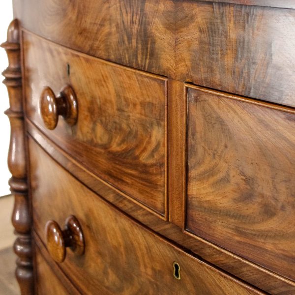 M-6698 Antique Victorian Mahogany Bow Front Chest of Drawers (11)