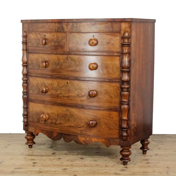 M-6698 Antique Victorian Mahogany Bow Front Chest of Drawers (3)