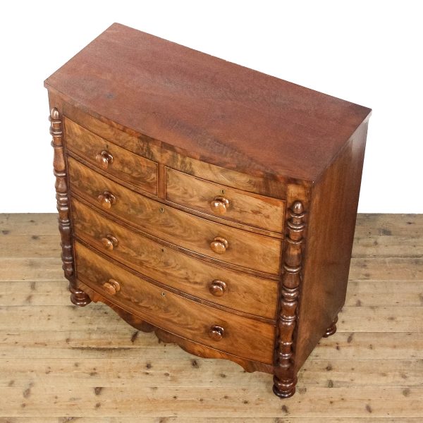 M-6698 Antique Victorian Mahogany Bow Front Chest of Drawers (4)
