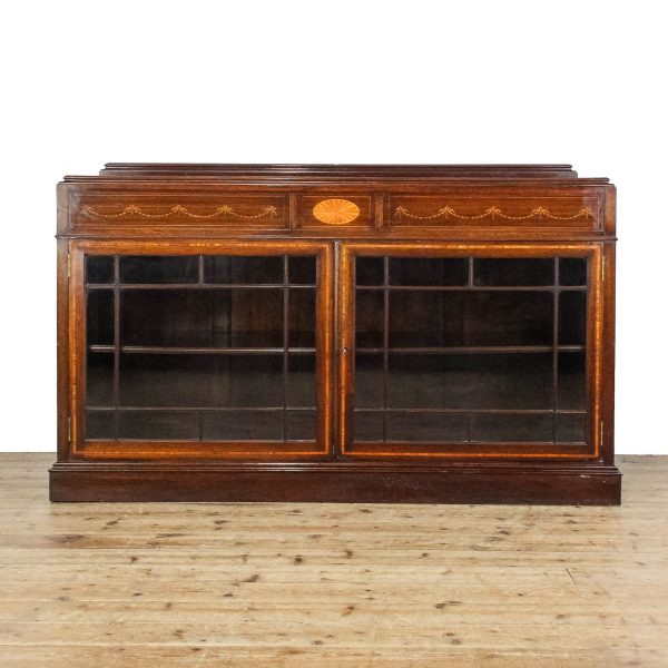 M-6716 Antique Edwardian Mahogany Glazed Side Cabinet (2)