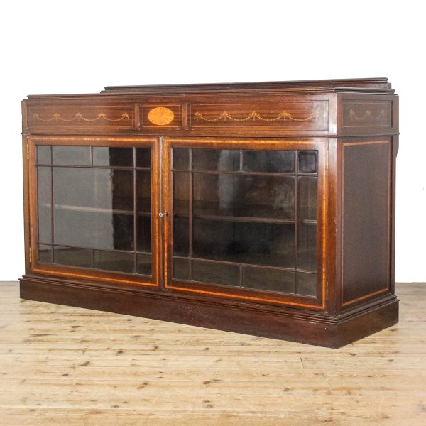M-6716 Antique Edwardian Mahogany Glazed Side Cabinet (4)