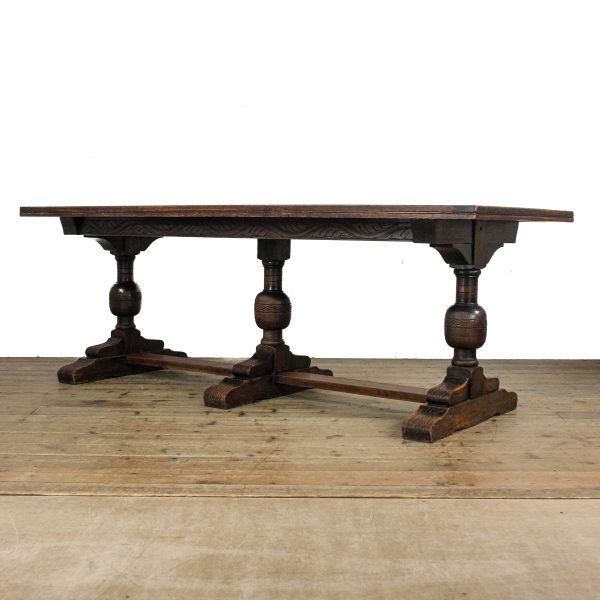 M-6761 Large Antique Oak Refectory Dining Table (14)