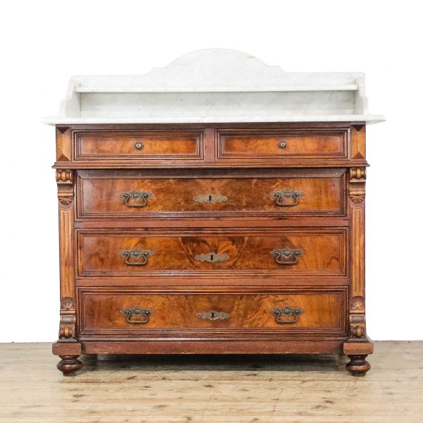 M-6663 Antique Marble Top Continental Chest of Drawers 1