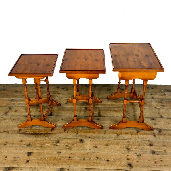 M-6796 Vintage Nest of Yew Wood Side Tables 5