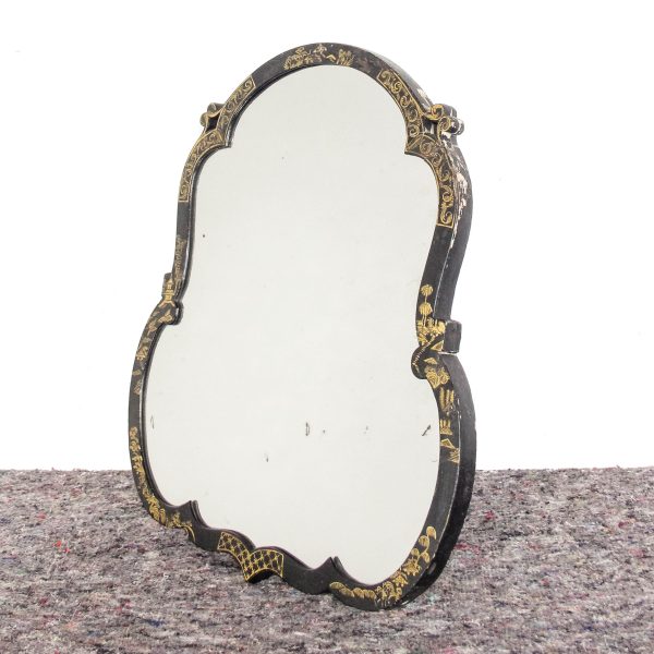 M-6490 Antique Ebonised Chinoiserie Dressing Table Mirror 2