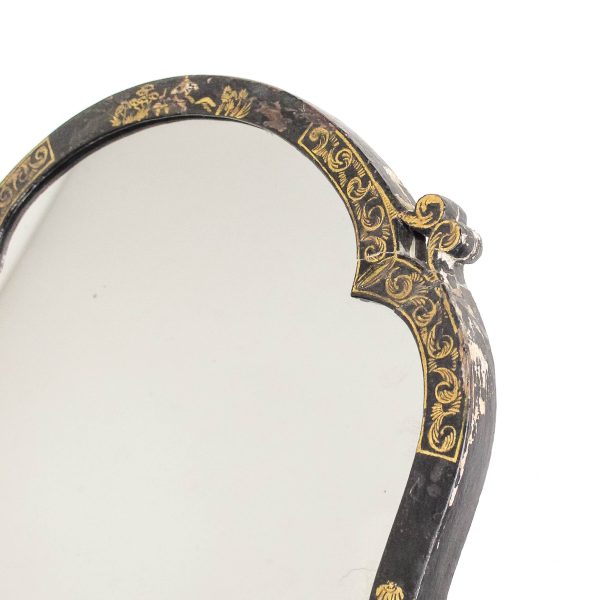 M-6490 Antique Ebonised Chinoiserie Dressing Table Mirror 3