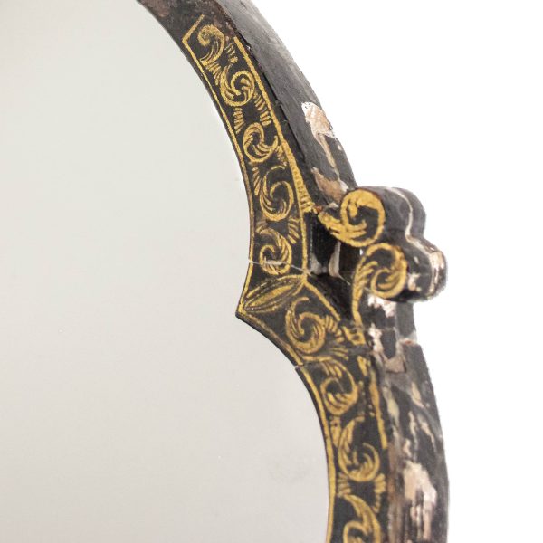 M-6490 Antique Ebonised Chinoiserie Dressing Table Mirror 6