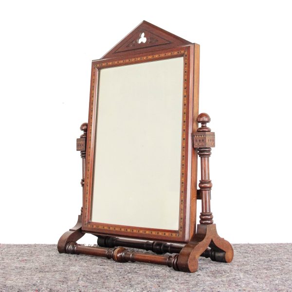 M-6470 Antique Victorian Gothic Mahogany Swing Mirror 1