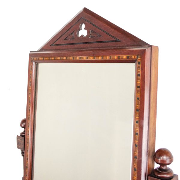 M-6470 Antique Victorian Gothic Mahogany Swing Mirror 2