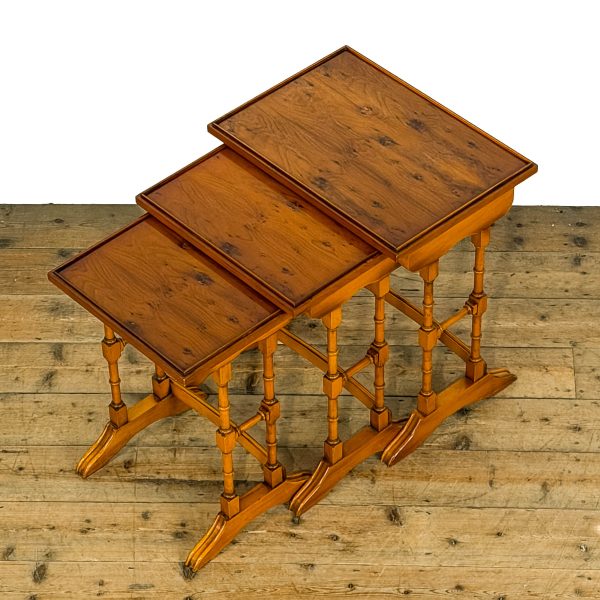 M-6796 Vintage Nest of Yew Wood Side Tables 9