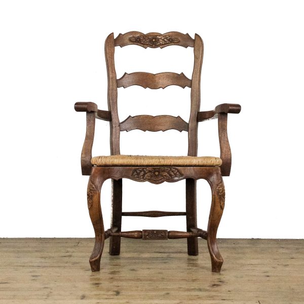 M-6585 Set of Six Oak Kitchen Chairs with Rush Seats (6)