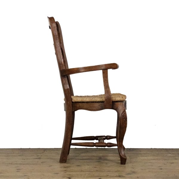 M-6585 Set of Six Oak Kitchen Chairs with Rush Seats (9)