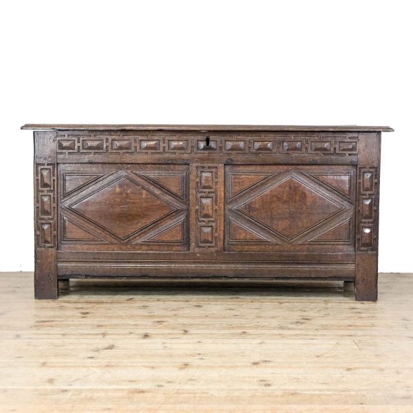 M-6696 Large Antique Oak Coffer (3)