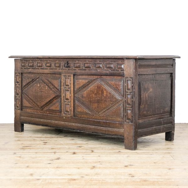 M-6696 Large Antique Oak Coffer (4)