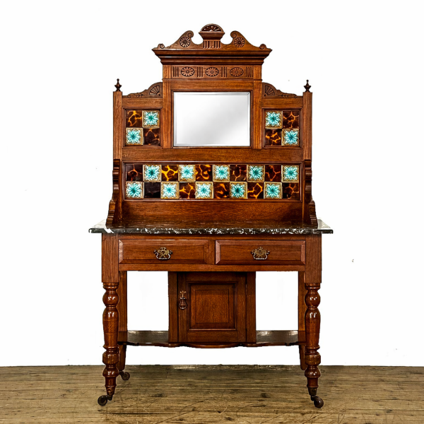 M-6703 Antique Edwardian Marble Top Washstand (1)