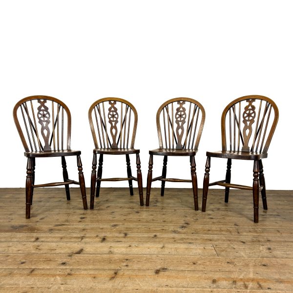 M-6815 Antique Set of Four Wheelback Kitchen Chairs (2)