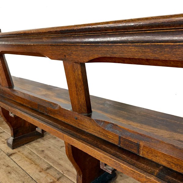 M-6843 Antique 19th Century Cotswold Oak Church Pew (1)