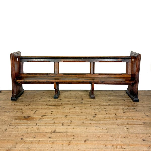 M-6843 Antique 19th Century Cotswold Oak Church Pew (2)