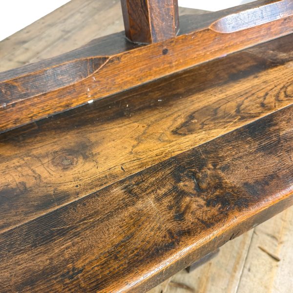 M-6843 Antique 19th Century Cotswold Oak Church Pew (4)
