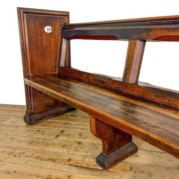 M-6843 Antique 19th Century Cotswold Oak Church Pew (6)