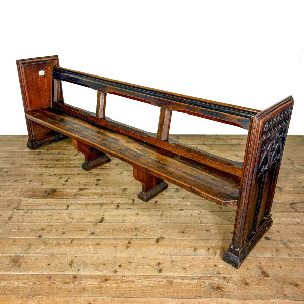 M-6843 Antique 19th Century Cotswold Oak Church Pew (8)