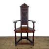 M-6876 Antique Carved Oak Elbow Chair (2)