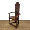 M-6876 Antique Carved Oak Elbow Chair (3)