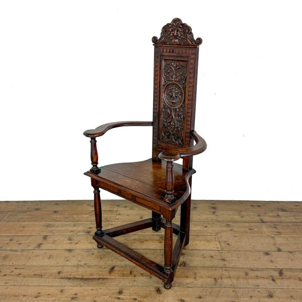M-6876 Antique Carved Oak Elbow Chair (3)