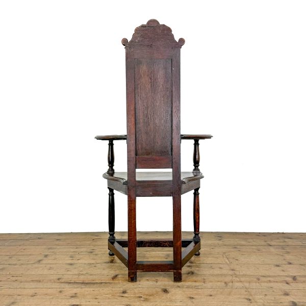 M-6876 Antique Carved Oak Elbow Chair (4)