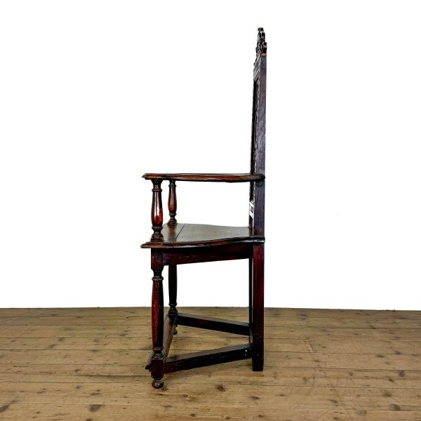 M-6876 Antique Carved Oak Elbow Chair (7)