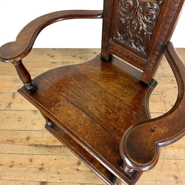 M-6876 Antique Carved Oak Elbow Chair (8)