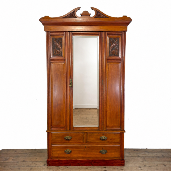 M-6841 Antique Edwardian Walnut Wardrobe 1