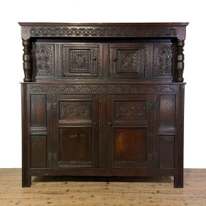 M-6195 Antique 17th Century Oak Court Cupboard 3