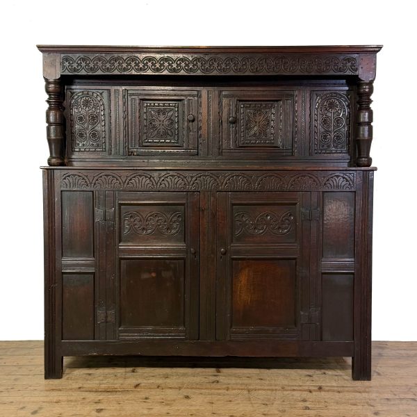 M-6195 Antique 17th Century Oak Court Cupboard 3