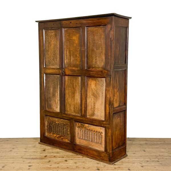 M-6772 Antique Oak Panelled Hall Cupboard (2)