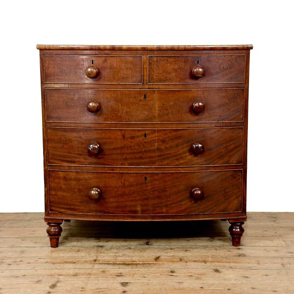 M-6878 Antique Mahogany Bow Front Chest of Drawers (2)