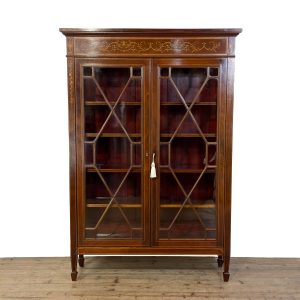 M-6880 Antique Inlaid Mahogany Display Cabinet (2)