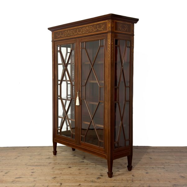 M-6880 Antique Inlaid Mahogany Display Cabinet (3)
