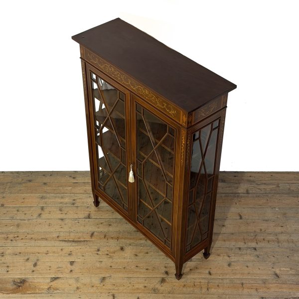 M-6880 Antique Inlaid Mahogany Display Cabinet (4)
