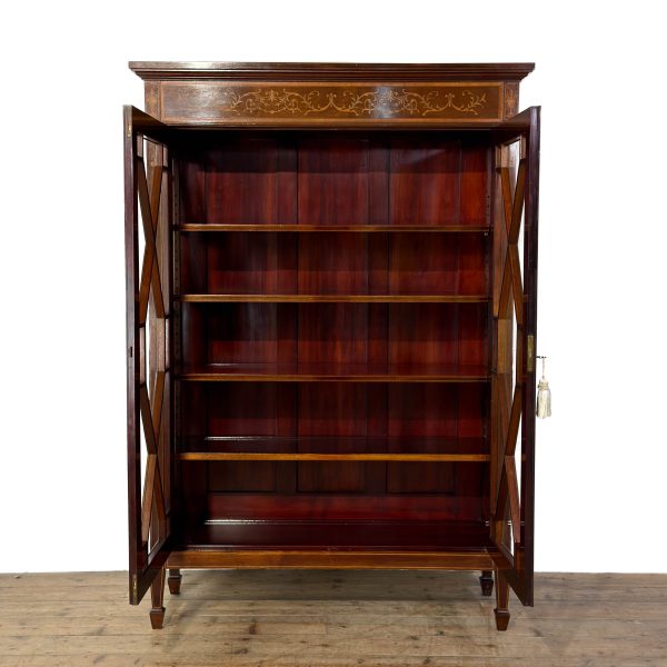 M-6880 Antique Inlaid Mahogany Display Cabinet (7)