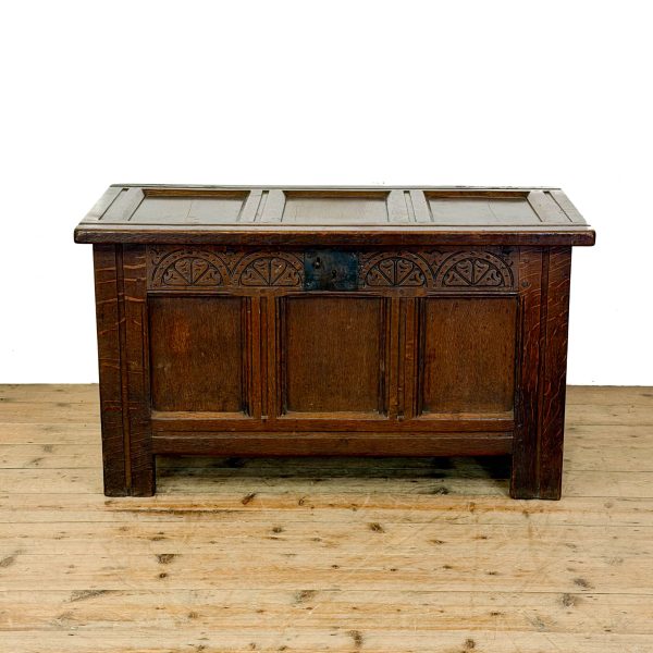 M-6891 Antique Oak Carved Coffer (2)