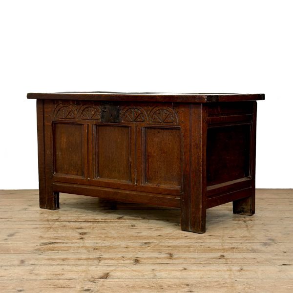M-6891 Antique Oak Carved Coffer (3)