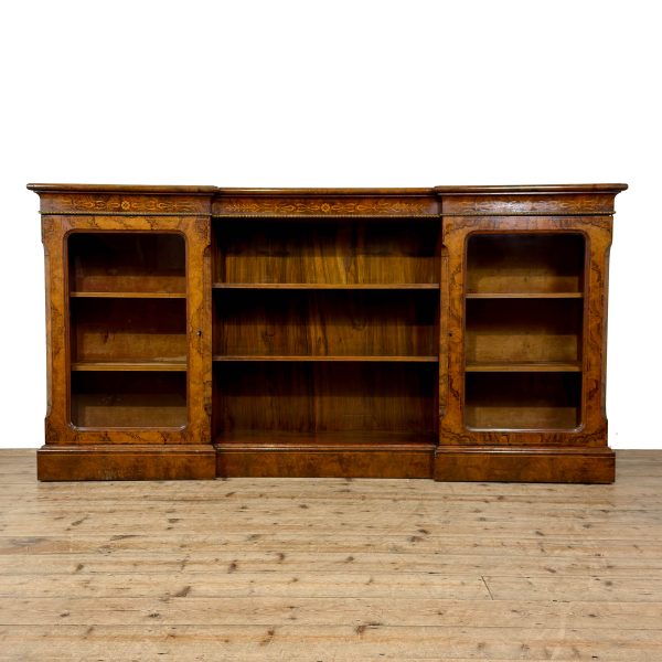 M-6892 Antique Victorian Walnut Breakfront Bookcase (1)