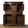 M-6910 Antique 18th Century Welsh Oak Cwpwrdd Deuddarn (2)