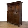 M-6910 Antique 18th Century Welsh Oak Cwpwrdd Deuddarn (3)