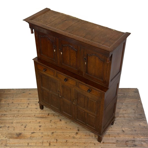 M-6910 Antique 18th Century Welsh Oak Cwpwrdd Deuddarn (4)