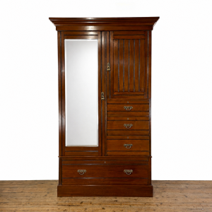 M-6918 Antique Edwardian Mahogany Wardrobe (1)