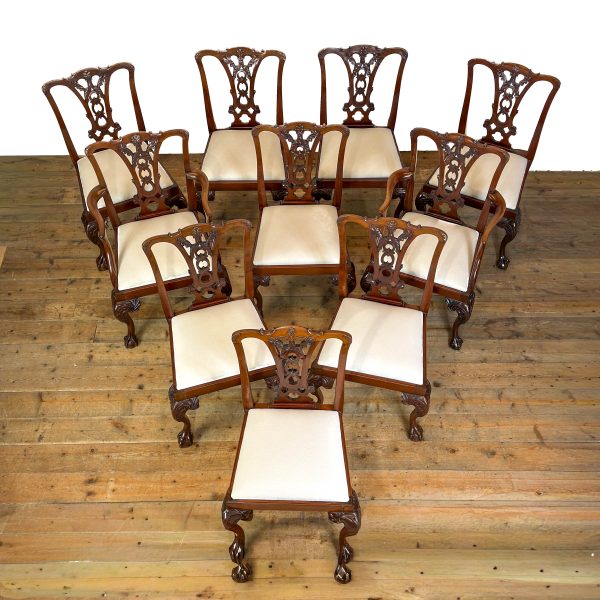 M-6872 Set of Ten Chippendale Style Dining Chairs 1