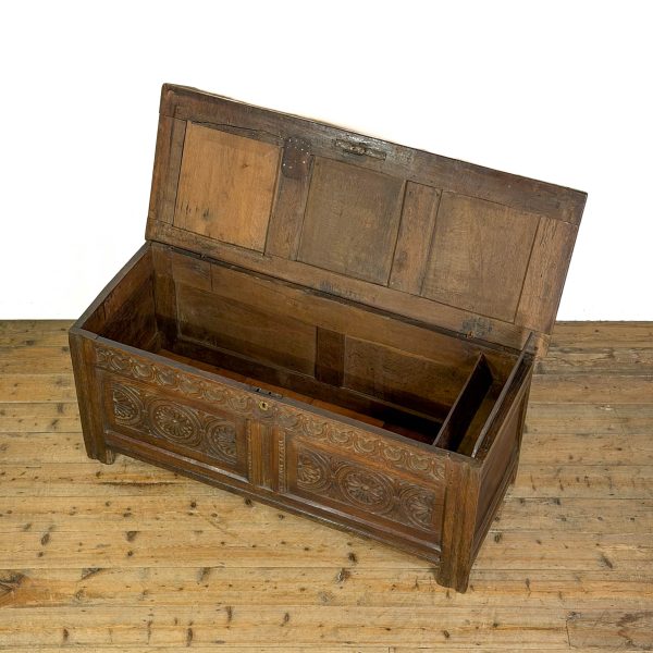 M-6628 Antique 18th Century Oak Coffer (5)