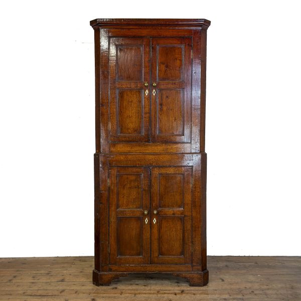 M-6687 Antique Welsh 18th Century Oak Corner Cupboard (2)